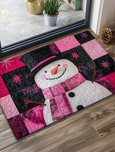  julepynt dørmatte quilting snømann kjøkkenmatte gulvmatte sklisikre teppe oljetett teppe innendørs utendørs matte soveromsdekor baderomsmatte inngangsteppe