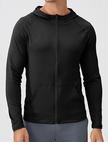  Herren Hoodie Sweatshirt Kapuze Laufshirt Sport Top Zip Tasche Langarm Kapuzenshirt Casual Athlässigkeit Herbst Atmungsaktiv Schnelltrocknend Weich Fitnesstraining Laufen Gehen Sportbekleidung