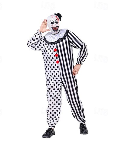  Schrecklicher Kunst der Clown Cosplay Kostüm Maskerade Erwachsene Herren Damen Cosplay Leistung Party Halloween Halloween Karneval Maskerade Einfaches Karnevalskostüm