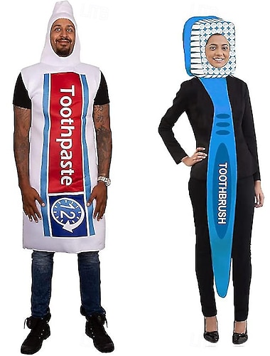  dentifrice Brosse à Dent Costume de Carnaval Costume de cosplay Costumes Amusants Costumes de Groupe Familial pour Halloween Adulte Homme Femmes Unisexe Cosplay Déguisement drôle Soirée Mascarade