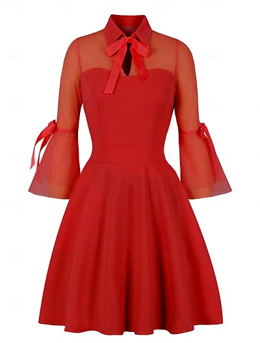  Retro Vintage 1950er Swing-Kleid Ausgestelltes Kleid Cosplay Damen Maskerade Junggesellinnenabschiedsparty Erwachsene Kleid