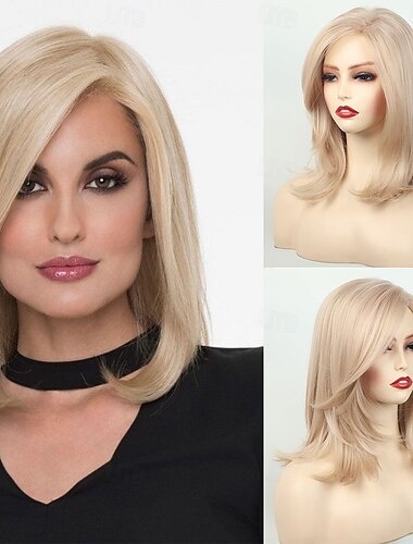  Von Gwen Stefani inspirierte Perücken, hellblonde Perücken für Frauen, schulterlange, natürlich gelockte Perücken für den täglichen Gebrauch