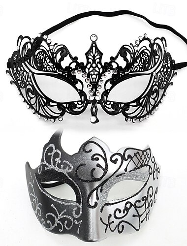  ROMAN Paare Maske Venezianische Maske Erwachsene Damen Metall Legierung Sexy Kostüm Party Maskerade Halloween Karneval Einfaches Karnevalskostüm