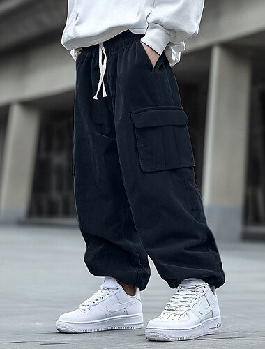  Herren Cargohose Cargohosen Cordhose Hose Hosen Schlabberhose Kordelzug Elastische Taille Multi Pocket Feste Farbe Atmungsaktiv Weich In voller Länge Formal B¨¹ro Arbeit Stilvoll Einfach Lockere