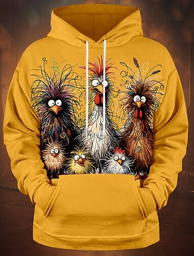  Herren Hahn Hoodie Sweatshirt Kapuze Hoodies Pullover Hoodie Sweatshirt Kapuze Langarm Sweatshirt mit Kapuze Mit Kapuze Modisch 3D-Druck Sports Outdoor Festtage Strassenmode Schwarz Weiß Bedruckt
