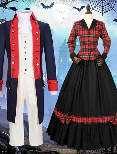  Princesse Prince Gentilhomme Couples Pantalon Chemise Trench-coat Adulte Homme Femme Rétro Vintage Rococo Victoriens Utilisation Soirée Halloween Carnaval Mascarade Costume de carnaval facile