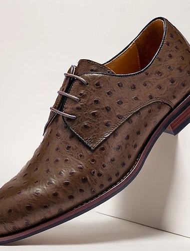  scarpe derby in pelle di struzzo da uomo - scarpe eleganti di lusso per occasioni aziendali e speciali