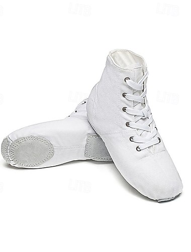  Damen Kinder Tanzschuhe Weiche Sohle Schnürstiefeletten aus Canvas Leicht und Flexibel für Jazz, Ballett und Performance