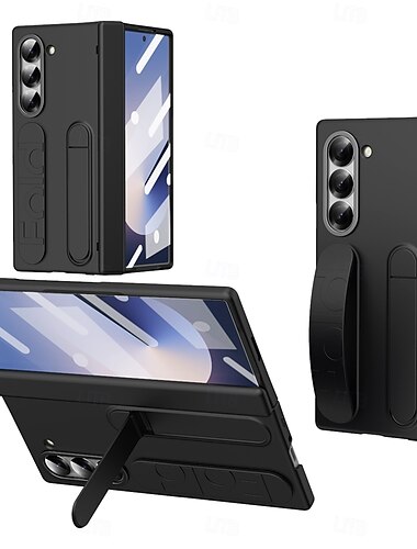  telefone Capinha Para Samsung Galaxy Dobra Z 7 Dobra Z 6 Z Fold 5 Z Fold 4 Z Fold 3 Capa traseira Com Suporte e protetor de tela Proteção de corpo inteiro Retro Armadura PC Silicone
