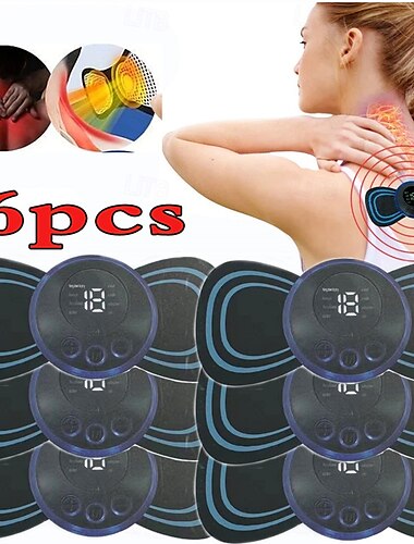  3/6 stücke smart ems nackenmassagegerät mini nacken- und rückenstimulationsmassagegerät tragbares gelpad