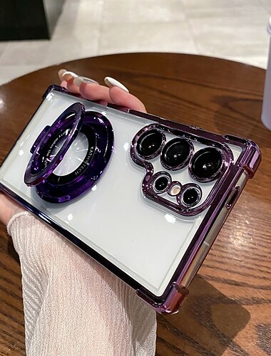  telefon Kılıf Na S25 Ultra S24 Ultra Plus S23 Ultra Plus S22 Plus Ultra Osłona tylna Z podpórką Magnetyczne Obsługa ładowania bezprzewodowego Retro TPU PC