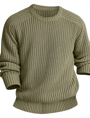  Herren Pullover Strickware Lässiger Pullover Zur Seite fahren Grobstricken Zopfmuster Stricken gestrickt Feste Farbe Strickware Elegant Outdoor Heim Bekleidung Raglanärmel Winter Frühling & Herbst