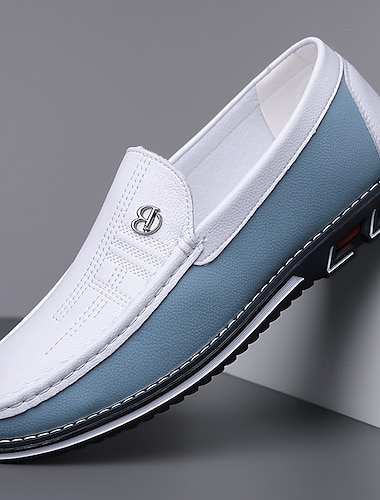  heren tweekleurige imitatieleren loafers - stijlvolle instappers met comfortabele zool voor dagelijks gebruik