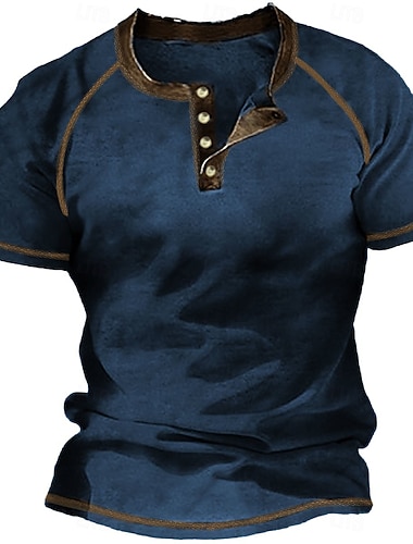  Pánské Tričko Tričko Henley Cool košile Krátké rukávy Bez vzoru Designové Základní Moderní soudobé Retro styl Henley Dovolená ulice Jdeme ven Léto Fialová Černá Námořnická modř Tričko Henley