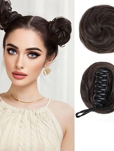  Moños Moño Recortar en Pelo sintético Pedazo de cabello La extensión del pelo Ondulado Fiesta Diario Ropa Cotidiana Rubio platino Marrón Rubio oscuro