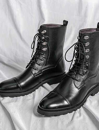 braune Militärstiefel aus Kunstleder für Herren mit Schnürung – strapazierfähige Stiefeletten für Outdoor-Aktivitäten und die Freizeit