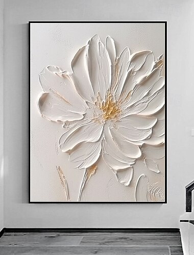  olieverfschilderij handgeschilderd 3d bloemenschilderij handgemaakt paletmes bloemen olieverfschilderij wandkunst groot 3d wit getextureerd schilderij moderne decoratieve schilderijen impressionisme