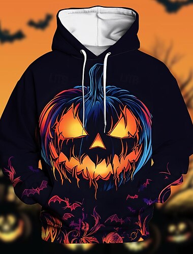  Halloween Dynia Bluza z Kapturem Pullover Halloween 3D Przednia kieszeń Graficzny Na Dla par Męskie Damskie Dla dorosłych Halloween Karnawał Bal maskowy Druk 3D Impreza Festiwal
