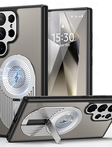  هاتف غطاء من أجل سامسونج جالاكسي S25 Ultra Plus S24 س24 FE S23 S22 حالة الامتزاز المغناطيسي مع ماجسيف مع حامل دعم الشحن اللاسلكي ضد الصدمات TPU الكمبيوتر الشخصي معدن