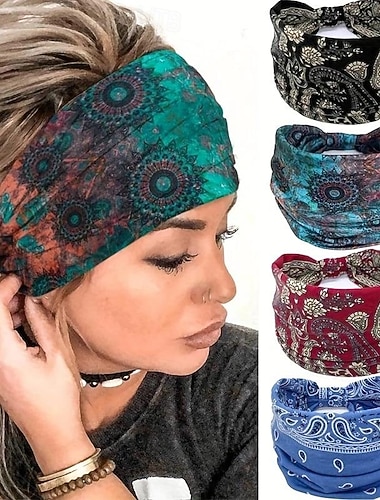  breda pannband för kvinnor, enfärgad knutturban, stora hårband i bohemisk stil, fashionabla hårinpackningar för yoga, löpning  & sport, elegant  & enkel stil