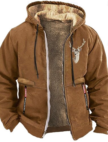  Hombre Estampados Cowboy Vellón Sudadera Manga Larga Sudaderas Con Capucha Vintage estilo occidental Vacaciones Noche Otoño invierno Negro Azul Piscina Marrón Ropa Diseñador Impresión gráfica S M L