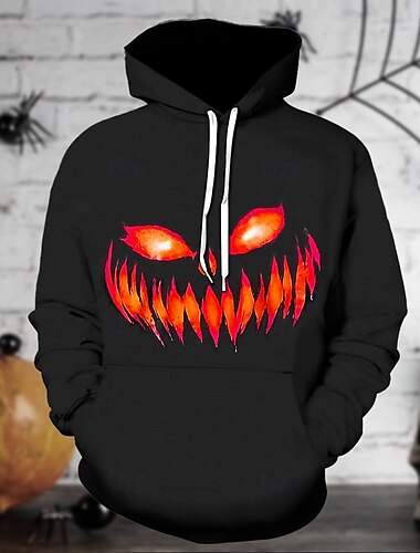  Halloween Kürbis Kapuzenshirt Pullover Halloween 3D Vordertasche Grafik Für Paar Herren Damen Erwachsene Halloween Karneval Maskerade 3D-Druck Party Festival