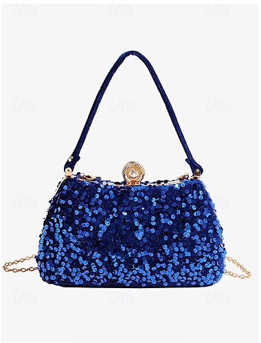  Schwarze Abendclutch mit Pailletten und Perlenakzent für Damen – glamouröse Handtasche für Partys, Hochzeiten und formelle Anlässe