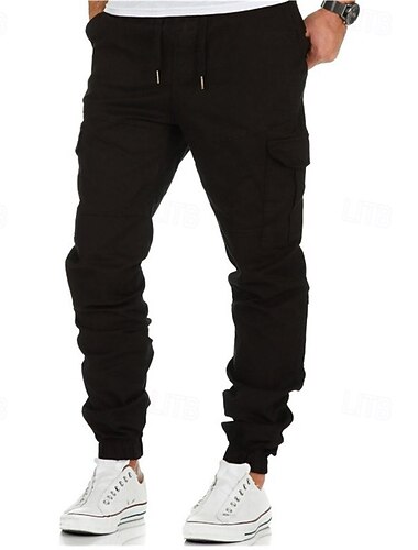  Men's Cargo Pants Cargo Trousers Joggers Trousers Drawstring Elastic Waist Multi Pocket Plain Comfort Sports Outdoor Daily Fashion Casual Black Yellow Micro-elastic