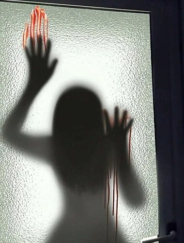  Наклейки на стену на Хэллоуин - самоклеящиеся украшения для окон с изображением рук призрака, женского призрака, кровавых отпечатков рук и следов ног