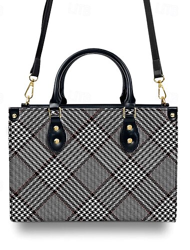  Damenhandtasche mit rotem Schottenkaro und verstellbarem Riemen – stylische Umhängetasche für den Alltag und das Büro