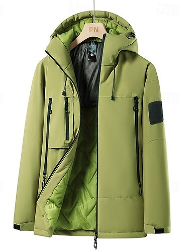  Homens Jaqueta Corta-Vento Capa de chuva Casaco com capuz Jaqueta de Chuva Diário Férias Prova-de-Água A Prova de Vento Bolsos Outono & inverno Tecido Moda Clássico Com Capuz Padrão Preto Marfim Roxo
