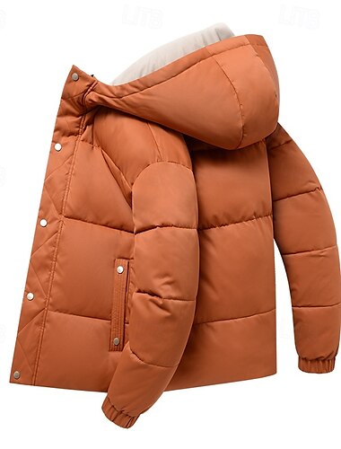  Herren Wintermantel puffer jacket Gepolstert Kapuzenjacke Mit Kapuze Herbst Winter Solide / einfarbig Freizeit Mit Kapuze Kurz Aprikose Schwarz Gelb Himmelblau Grau Jacken