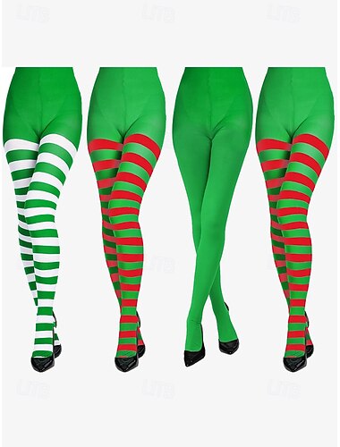  レディース クリスマス キャンディケイン ストライプ タイツ - パーティーやコスプレ用のお祭りホリデー ストッキング