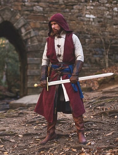  Medievale Rinascimento 17° secolo Camicia Tunica Fiera del Ren Ranger Elfico Tiro con l'arco Per uomo Vichingo Fantasia Halloween Carnevale Mascherata LARP Adulti Camicia