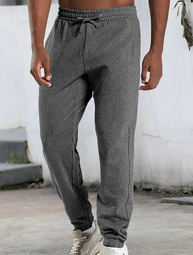  Men's Sweatpants Joggers Trousers Pleated Pants Drawstring Elastic Waist Plain Comfort Warm Full Length Sports Outdoor Casual Daily Fashion Streetwear Black Light Grey