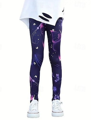  女の子 3D グラフィック バタフライ パンツ レギンス 春 秋 活発的 ベーシック 子供 4〜12年 アウトドア カジュアル 日常 レギュラー