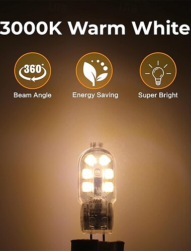  G4 Bi-Pin-LED-Lampe, 1,5 W, AC/DC 12 V, nicht dimmbar, Ersatz für Halogenlampe, 20 W, Weiß, Warmweiß, 5/10 Stück