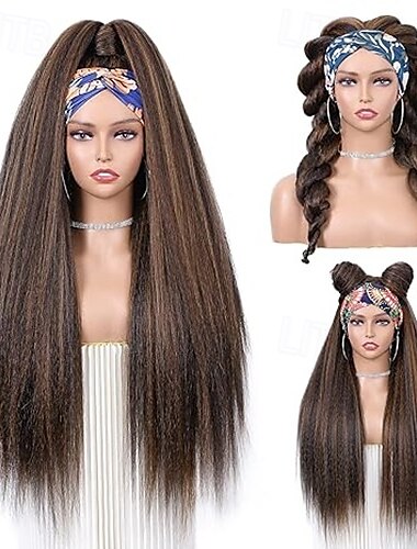  glatte Stirnbandperücke für Frauen, glatte Yaki-Perücken mit Stirnband, verworrene Afro-Perücken für schwarze Frauen