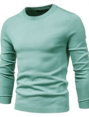  Pull épais d'hiver pour homme, col rond, couleur unie, manches longues, chaud, slim, pull pour homme, vêtements masculins