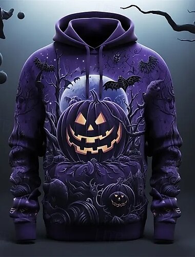  דלעת קפוצ'ון Pullover חג ליל כל הקדושים 3D כיס קדמי גרפי עבור לזוג בגדי ריקוד גברים בגדי ריקוד נשים מבוגרים האלווין (ליל כל הקדושים) קרנבל נשף מסכות הדפסת תלת מימד מפלגה יום יומי\קז'ואל