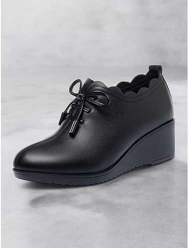  Rote Damen-Keilschuhe zum Schnüren mit gewelltem Rand und seitlichem Reißverschluss – bequemes Freizeitschuhwerk für jeden Tag