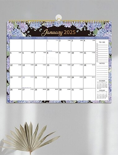  Kalender 2025 mit Feiertagen Monatskalender 2025 für die Wand Blumenkalender 2025 Januar bis Dezember Monatskalender mit dickem Papier
