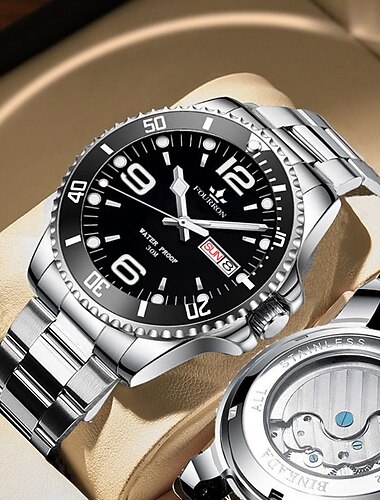 Ny Mode og Trend Natlys Dobbelt Kalender Sports og Fritid Enkel Rustfrit Stål Med Gennemsigtig Bund Hul Quartz Ur