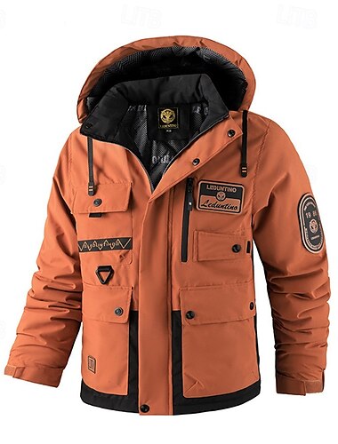  Per uomo Giacca da esterno Cappotto invernale Impermeabile Tasche Impermeabile Poliestere Da tutti i giorni Appuntamento Da mare Standard Di tendenza Informale Comodo Tenere al caldo Impermeabile
