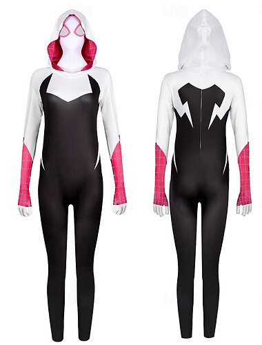  Spinnen Superheld Gwen Bodysuits Ganzkörper-Catsuit Kinder Erwachsene Damen Mädchen Sexy Kostüm Party Karneval Einfaches Karnevalskostüm