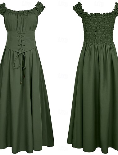  Medievale Rinascimento Abito da cocktail Abito da Ballo Fiera del Ren Straniero Elfico Per donna Celtico Costumi da pirata Fantasia Halloween Carnevale Mascherata LARP Fiera Rinascimentale Festival