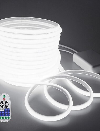  COB LED Lichtstreifen, 3–40 Meter Lichtstreifen, IP65, wasserdicht, 288 LEDs/m, superheller weißer LED-Streifen mit 24-Tasten-IR-Fernbedienung, geeignet für Schlafzimmer, Küche, Außendekoration,