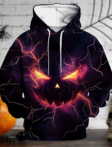  Halloween Dynia Bluza z Kapturem Pullover Halloween 3D Przednia kieszeń Graficzny Na Dla par Męskie Damskie Dla dorosłych Halloween Karnawał Bal maskowy Druk 3D Impreza Festiwal