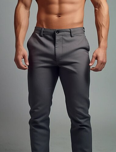  Herren Anzughosen Hose Hosen Chinesisch Chino Knopf Tasche Glatt Komfort Formal Party Arbeit Modisch Klassicher Stil Schwarz Dunkelblau Mikro-elastisch