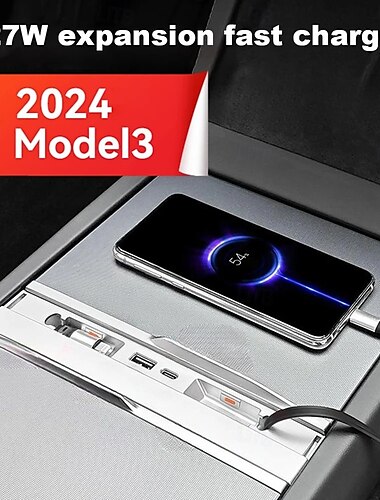  車用インテリジェントドッキングステーション タイプC PD 27W 高速充電器 USB エクステンダー ドッキングステーション パワードスプリッター テスラ モデル 3 用